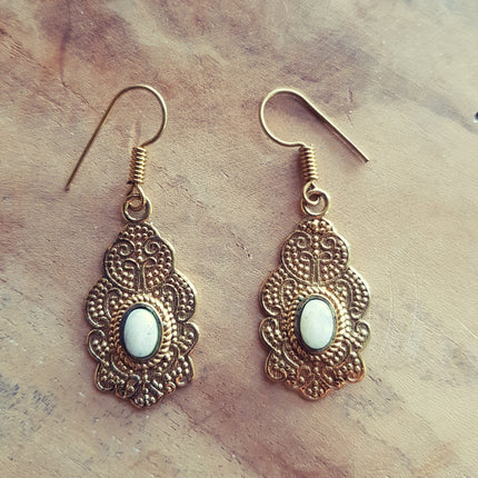 Moonstone Black Onyx Small Drop Dangle earrings Ethnic, rustic, yoga, hippie, gypsy, pretty, psy, boho, bohemian, festival