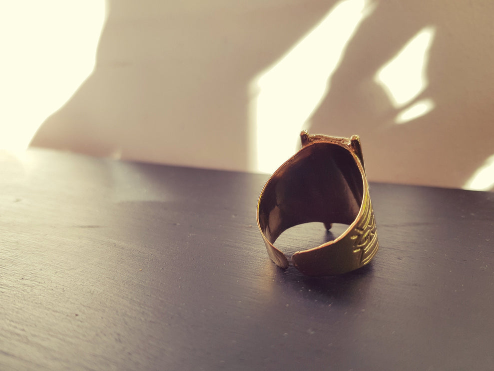 Gold Tuareg Ring / Mens Ring / African ring / Signet Ring / Mayan / Boho / Ethnic / Rustic / Gypsy / Psy / Thumb / Psy