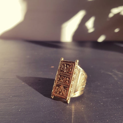 Gold Tuareg Ring / Mens Ring / African ring / Signet Ring / Mayan / Boho / Ethnic / Rustic / Gypsy / Psy / Thumb / Psy