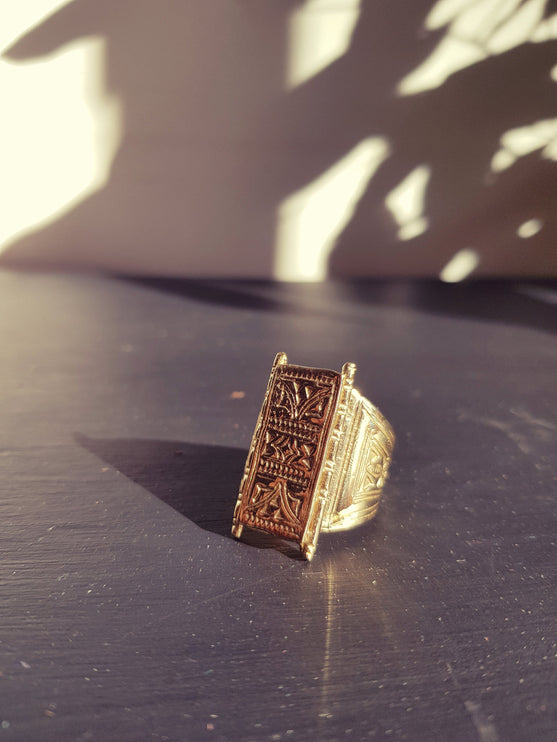 Gold Tuareg Ring / Mens Ring / African ring / Signet Ring / Mayan / Boho / Ethnic / Rustic / Gypsy / Psy / Thumb / Psy