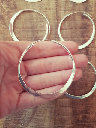Rustic Silver Hoop Earrings / Boho Hoops / Ethnic Jewellery / Everyday Silver Earrings / Boho Classic / Bohemian Style / Gypsy