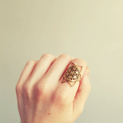 Geometric Star Brass Ring / Boho / Pretty / Ethnic / Rustic / Festival / Tribal / Hippie / Gypsy / Psy / Mandala / Healing /