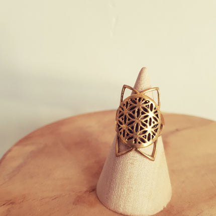 Geometric Star Brass Ring / Boho / Pretty / Ethnic / Rustic / Festival / Tribal / Hippie / Gypsy / Psy / Mandala / Healing /