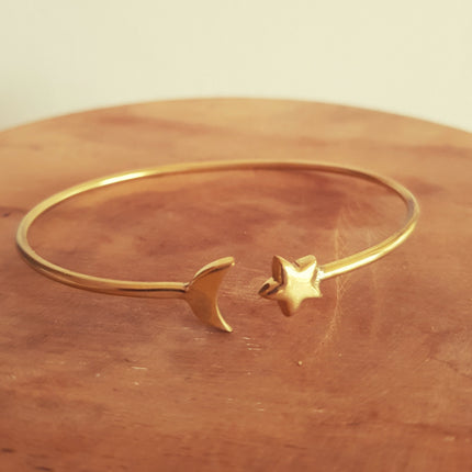 Star & Sun Bracelet / Bangle / Brass / Galaxy / Ethnic / Rustic / Bohemian / Hippie / Gypsy / Psy / Chic / Jewellery / Body / Adjustable