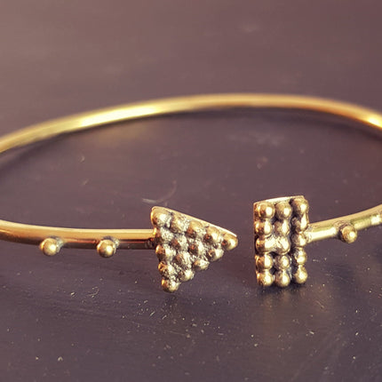 Geometric Boho Bracelet / Bangle / Brass / Arrow / Triangle / Ethnic / Rustic / Bohemian / Hippie / Gypsy / Jewellery / Adjustable