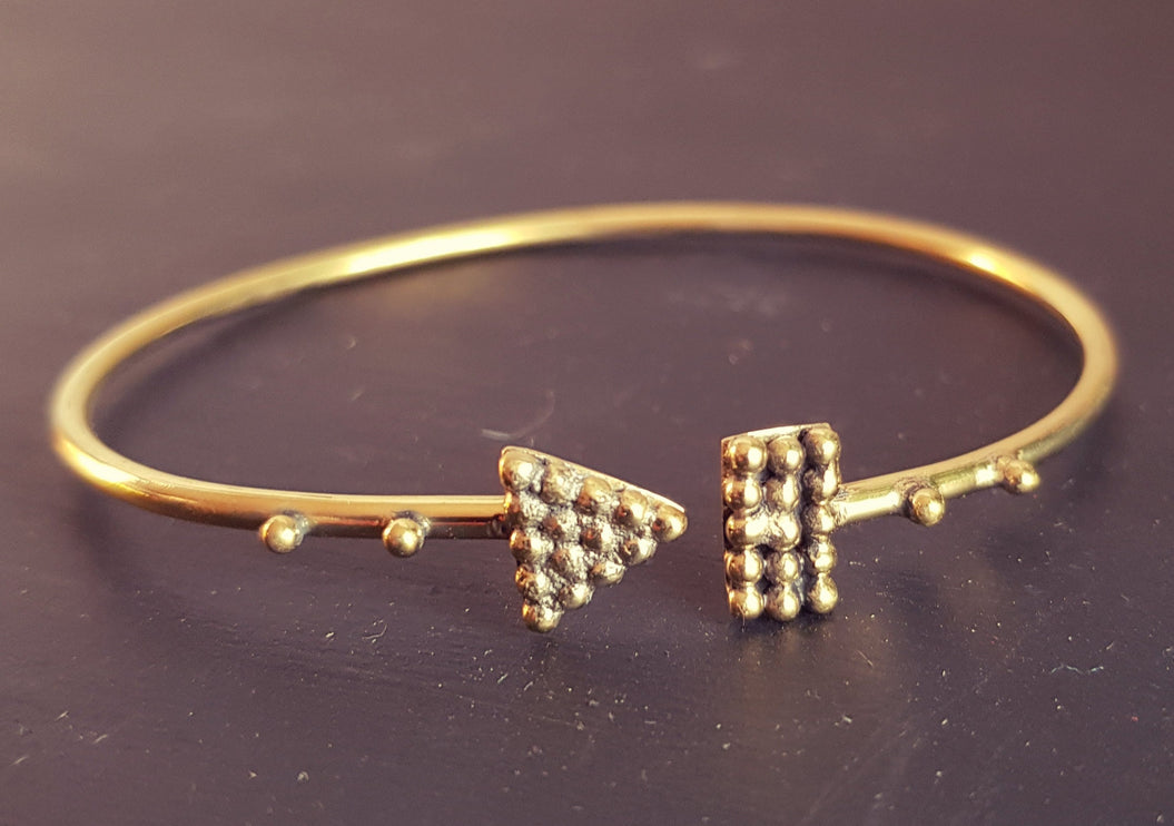 Geometric Boho Bracelet / Bangle / Brass / Arrow / Triangle / Ethnic / Rustic / Bohemian / Hippie / Gypsy / Jewellery / Adjustable