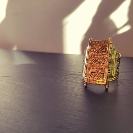 Gold Tuareg Ring / Mens Ring / African ring / Signet Ring / Mayan / Boho / Ethnic / Rustic / Gypsy / Psy / Thumb / Psy