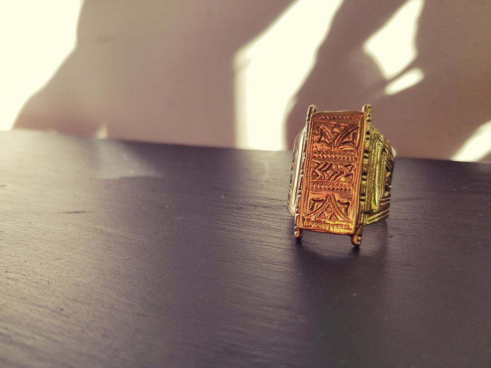 Gold Tuareg Ring / Mens Ring / African ring / Signet Ring / Mayan / Boho / Ethnic / Rustic / Gypsy / Psy / Thumb / Psy