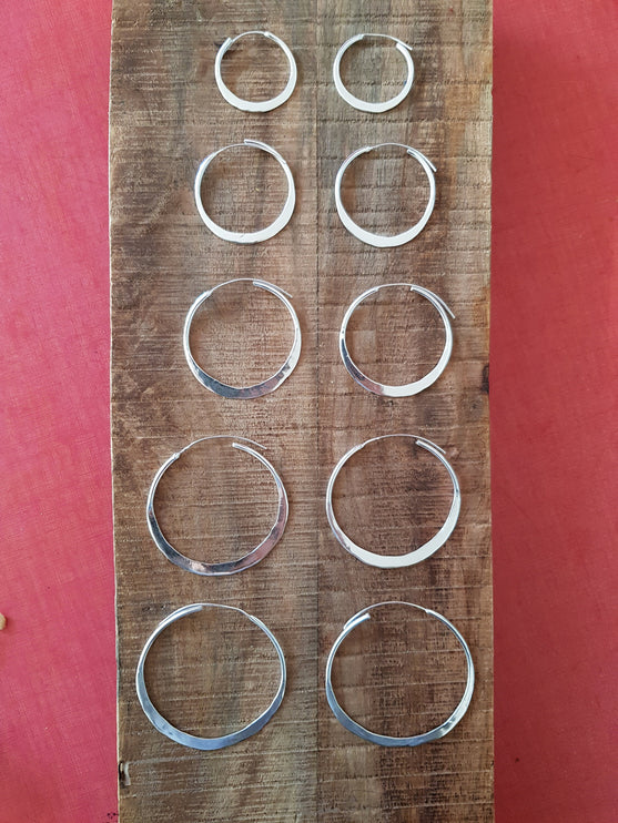 Rustic Silver Hoop Earrings / Ethnic Boho Classic XL Bohemian Chic Gypsy Spiral Hippie Tribal Hiphop style