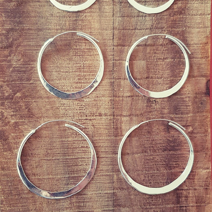 Rustic Silver Hoop Earrings / Ethnic Boho Classic XL Bohemian Chic Gypsy Spiral Hippie Tribal Hiphop style