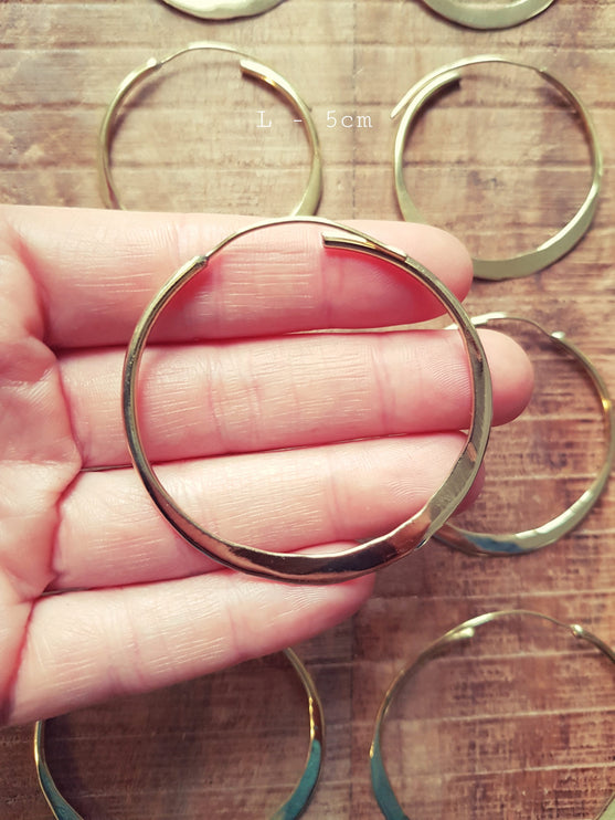 Rustic Gold Hoops / Hammered Flat / Brass Hoops / Ethnic Boho Classic XL Bohemian Chic Gold Gypsy Spiral Hippie Hiphop Festival