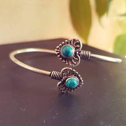 Boho Heart Bracelet / Bangle / Turquoise / Silver / Ethnic / Rustic / Bohemian / Hippie / Gypsy / Love / Jewellery / Body / Adjustable /Blue