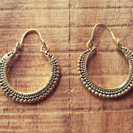 Small Boho Brass Hoop Earrings; Ethnic, Geometric, Small, Rustic, Yoga, Hippie, Gypsy, Pretty, Ssy, Boho, Bohemian, Festival