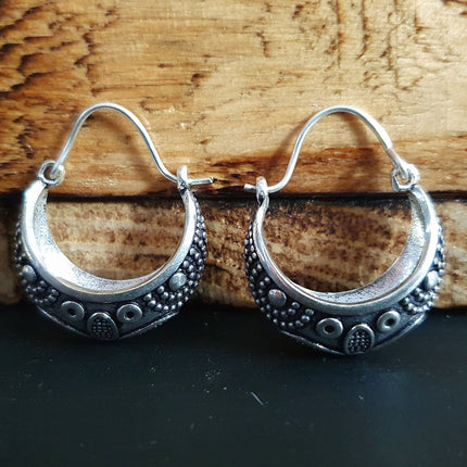 Tribal Chunky Silver Hoops; Ethnic Boho Chic Rustic Psy Gypsy Spiral Hippie Bohemian Festival style