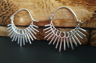 Sun & Moon Cosmic Silver Earrings, Witchy Jewellery, Sun and Moon Hoops, Hypoallergenic Wires and Gift Box Option