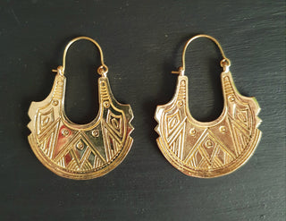 Aztec Geometric Brass earrings; Ethnic Tribal Chic Gypsy Psy style, earth, illuminati, nature, third eye