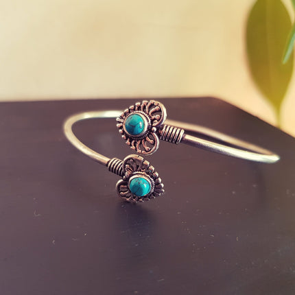 Boho Heart Bracelet / Bangle / Turquoise / Silver / Ethnic / Rustic / Bohemian / Hippie / Gypsy / Love / Jewellery / Body / Adjustable /Blue