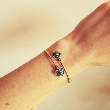 Boho Heart Bracelet / Bangle / Turquoise / Silver / Ethnic / Rustic / Bohemian / Hippie / Gypsy / Love / Jewellery / Body / Adjustable /Blue