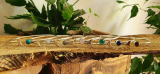 Silver Moon Bracelet / Bangle / Moonstone / Boho / Hippie / Gypsy / Galaxy / Solar System /