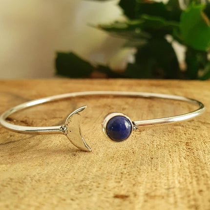 Silver Moon Bracelet / Bangle / Moonstone / Turquoise / Tiger Eye / Onyx / Lapis Lazuli / Labradorite / Rose Quartz / Amethyst / Gypsy /