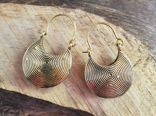 Small Tribal Earrings / Small / Brass Silver / Spiral / Geometric / Rustic / Yoga / Hippie / Gypsy / Psy / Boho / Bohemian / Festival