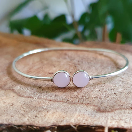 Silver Rose Quartz Bracelet / Minimalist / Rustic / Bohemian / Hippie / Gypsy / Psy / Chic / Jewellery / Body / Adjustable