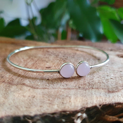 Silver Rose Quartz Bracelet / Minimalist / Rustic / Bohemian / Hippie / Gypsy / Psy / Chic / Jewellery / Body / Adjustable