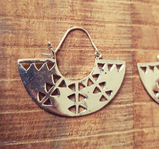 Mini Aztec Inca Style Silver Earrings; Ethnic, Geometric, rustic, yoga, hippie, gypsy, pretty, psy, boho, bohemian, festival