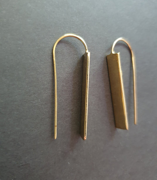 Minimalist Ibiza Brass Pendant Drop Earrings / Chic Ethnic Boho Classic Bohemian Chic Gypsy Spiral Hippie Festival Tribal style