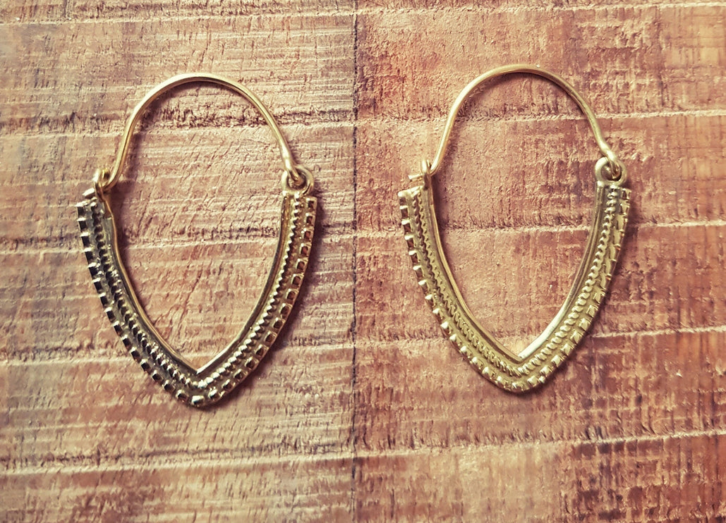 Mini Boho Brass Hoop Earrings; Ethnic, Geometric, Small, Rustic, Yoga, Hippie, Gypsy, Pretty, Ssy, Boho, Bohemian, Festival