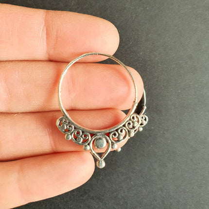 Small Boho Silver Hoop Earrings; Ethnic, Geometric, Small, Rustic, Yoga, Hippie, Gypsy, Pretty, Ssy, Boho, Bohemian, Festival