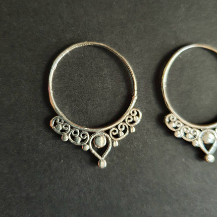 Small Boho Silver Hoop Earrings; Ethnic, Geometric, Small, Rustic, Yoga, Hippie, Gypsy, Pretty, Ssy, Boho, Bohemian, Festival