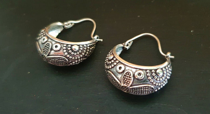 Tribal Chunky Silver Hoops; Ethnic Boho Chic Rustic Psy Gypsy Spiral Hippie Bohemian Festival style