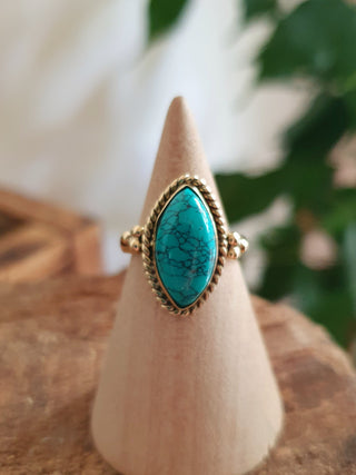 Bohemian style Turquoise and Brass Ring / Hippie / Boho / Ethnic / Rustic / Tribal / Gypsy / Festival / Healing / Festival / Birth Stone