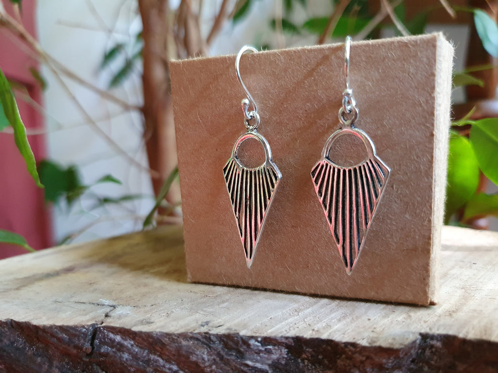 Mini Boho Silver Triangle Geometric Earrings; Ethnic, Small, Rustic, Yoga, Hippie, Gypsy, Pretty, Psy, Boho, Bohemian, Festival