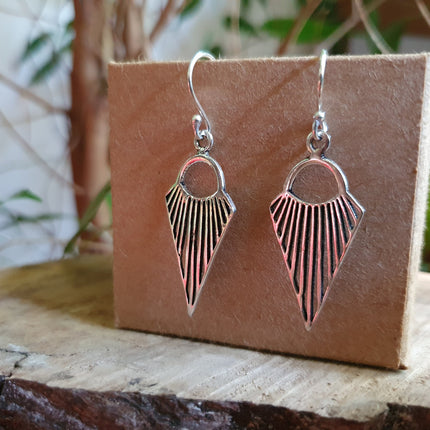 Mini Boho Silver Triangle Geometric Earrings; Ethnic, Small, Rustic, Yoga, Hippie, Gypsy, Pretty, Psy, Boho, Bohemian, Festival