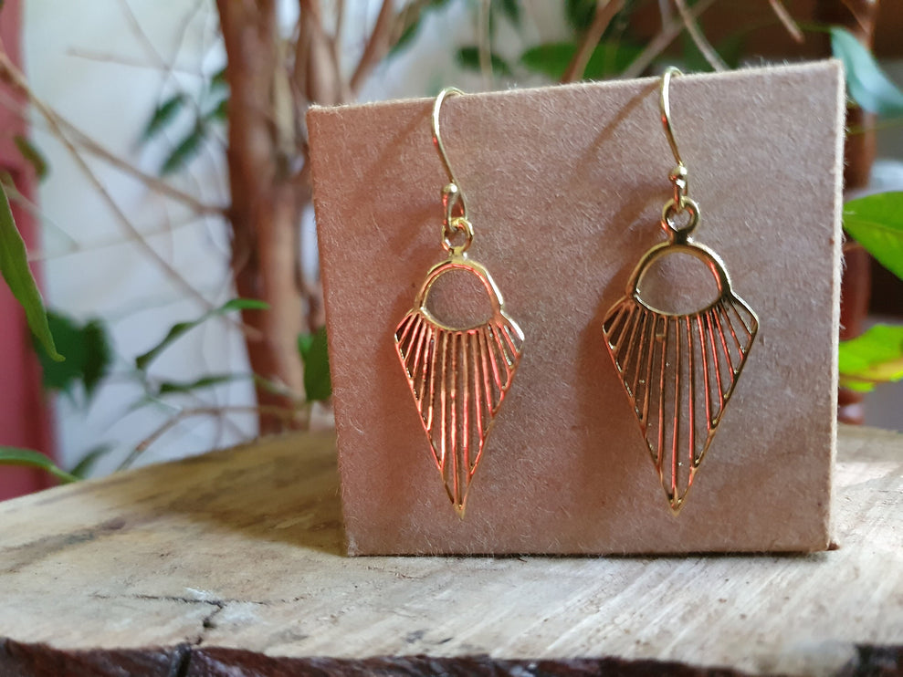 Mini Boho Brass Triangle Geometric Earrings; Ethnic, Small, Rustic, Yoga, Hippie, Gypsy, Pretty, Psy, Boho, Bohemian, Festival