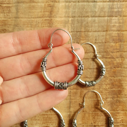 Silver Tribal Hoop Earrings / Ethnic / Rustic / Bohemian / Gold / Gypsy / Spiral / Hippie / Chunky / Festival / style