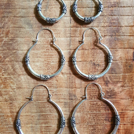 Silver Tribal Hoop Earrings / Ethnic / Rustic / Bohemian / Gold / Gypsy / Spiral / Hippie / Chunky / Festival / style