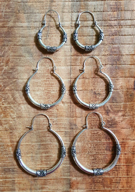 Silver Tribal Hoop Earrings / Ethnic / Rustic / Bohemian / Gold / Gypsy / Spiral / Hippie / Chunky / Festival / style