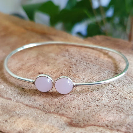 Silver Rose Quartz Bracelet / Minimalist / Rustic / Bohemian / Hippie / Gypsy / Psy / Chic / Jewellery / Body / Adjustable