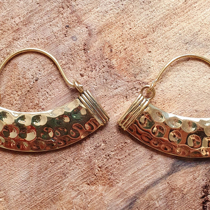 Aztec Inca Hammered Brass Earrings; Ethnic, Geometric, rustic, yoga, hippie, gypsy, pretty, psy, boho, bohemian, festival