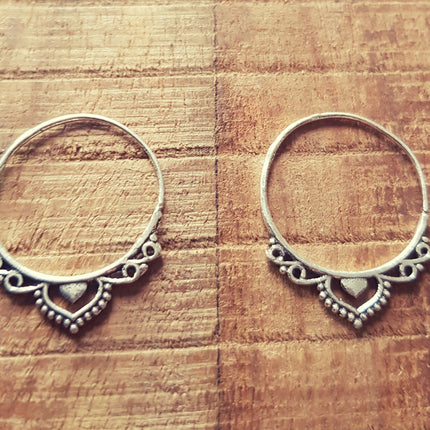 Small Boho Silver Hoop Earrings; Ethnic, Geometric, Small, Rustic, Yoga, Hippie, Gypsy, Pretty, Ssy, Boho, Bohemian, Festival