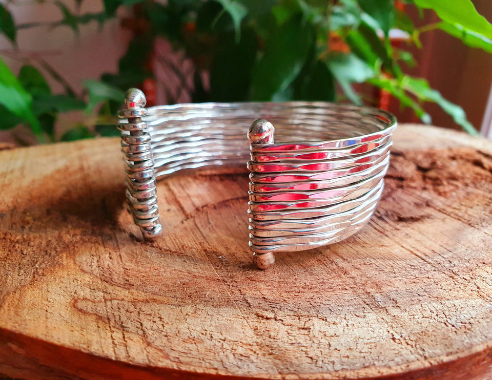 Textured Silver Cuff Bracelet / Boho / Ethnic / Rustic / Bohemian / Hippie / Gypsy / Jewellery / Adjustable