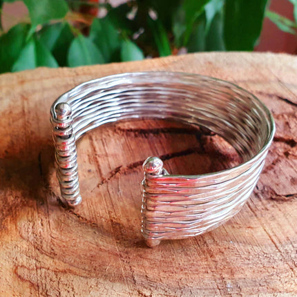 Textured Silver Cuff Bracelet / Boho / Ethnic / Rustic / Bohemian / Hippie / Gypsy / Jewellery / Adjustable
