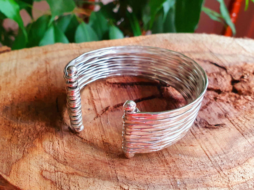 Textured Silver Cuff Bracelet / Boho / Ethnic / Rustic / Bohemian / Hippie / Gypsy / Jewellery / Adjustable