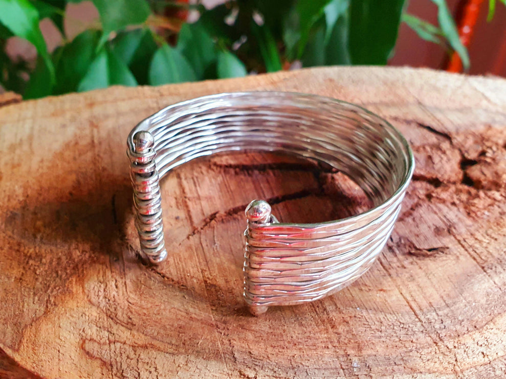 Textured Silver Cuff Bracelet / Boho / Ethnic / Rustic / Bohemian / Hippie / Gypsy / Jewellery / Adjustable