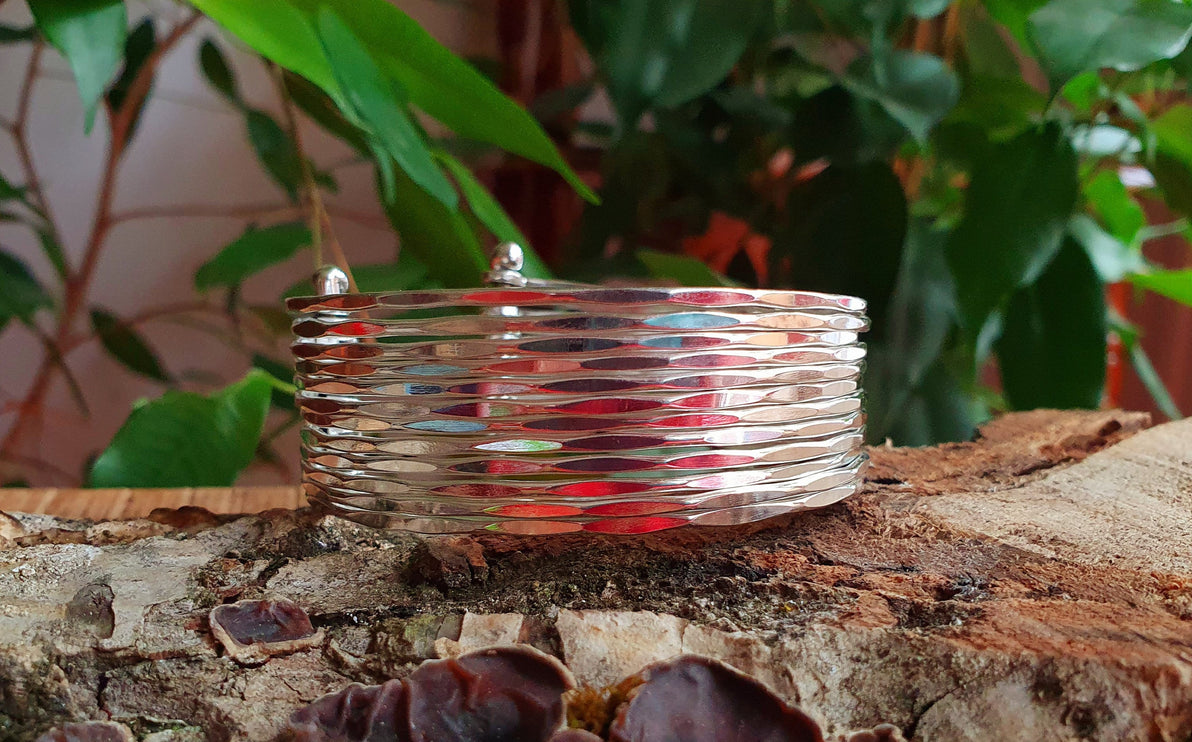 Textured Silver Cuff Bracelet / Boho / Ethnic / Rustic / Bohemian / Hippie / Gypsy / Jewellery / Adjustable