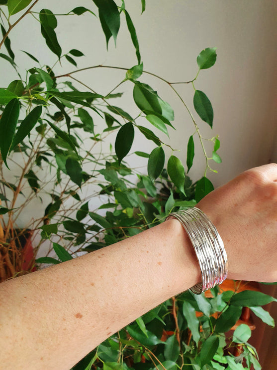 Textured Silver Cuff Bracelet / Boho / Ethnic / Rustic / Bohemian / Hippie / Gypsy / Jewellery / Adjustable