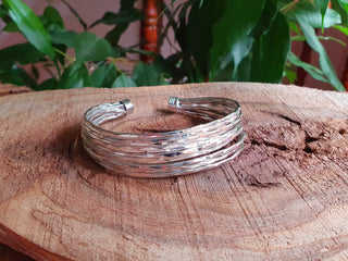 Textured Silver Cuff Bracelet / Boho / Ethnic / Rustic / Bohemian / Hippie / Gypsy / Jewellery / Adjustable